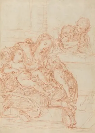 Madonna and Child with Saints John and Joseph [recto], by Italian 17th Century