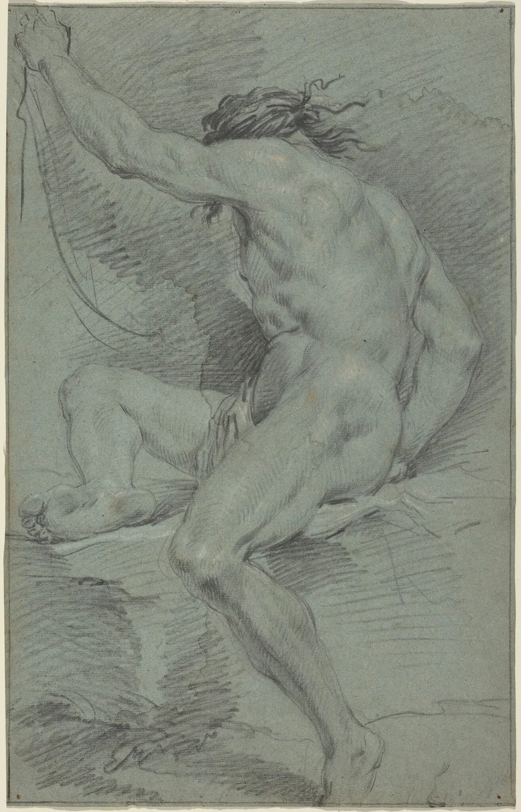 Nude Figure (academic study), by Italian 17th Century, chalk, 1601