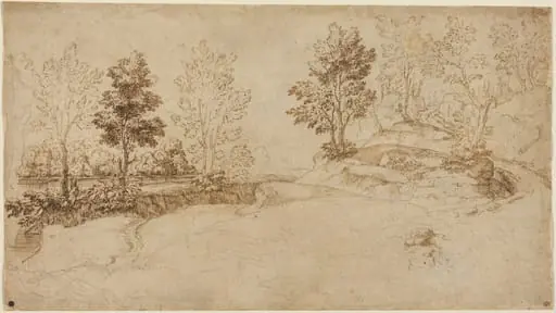 River Landscape, by Italian 17th Century