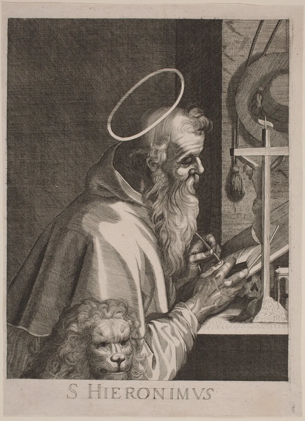 Saint Jerome, by Italian 17th Century, ink, 1595