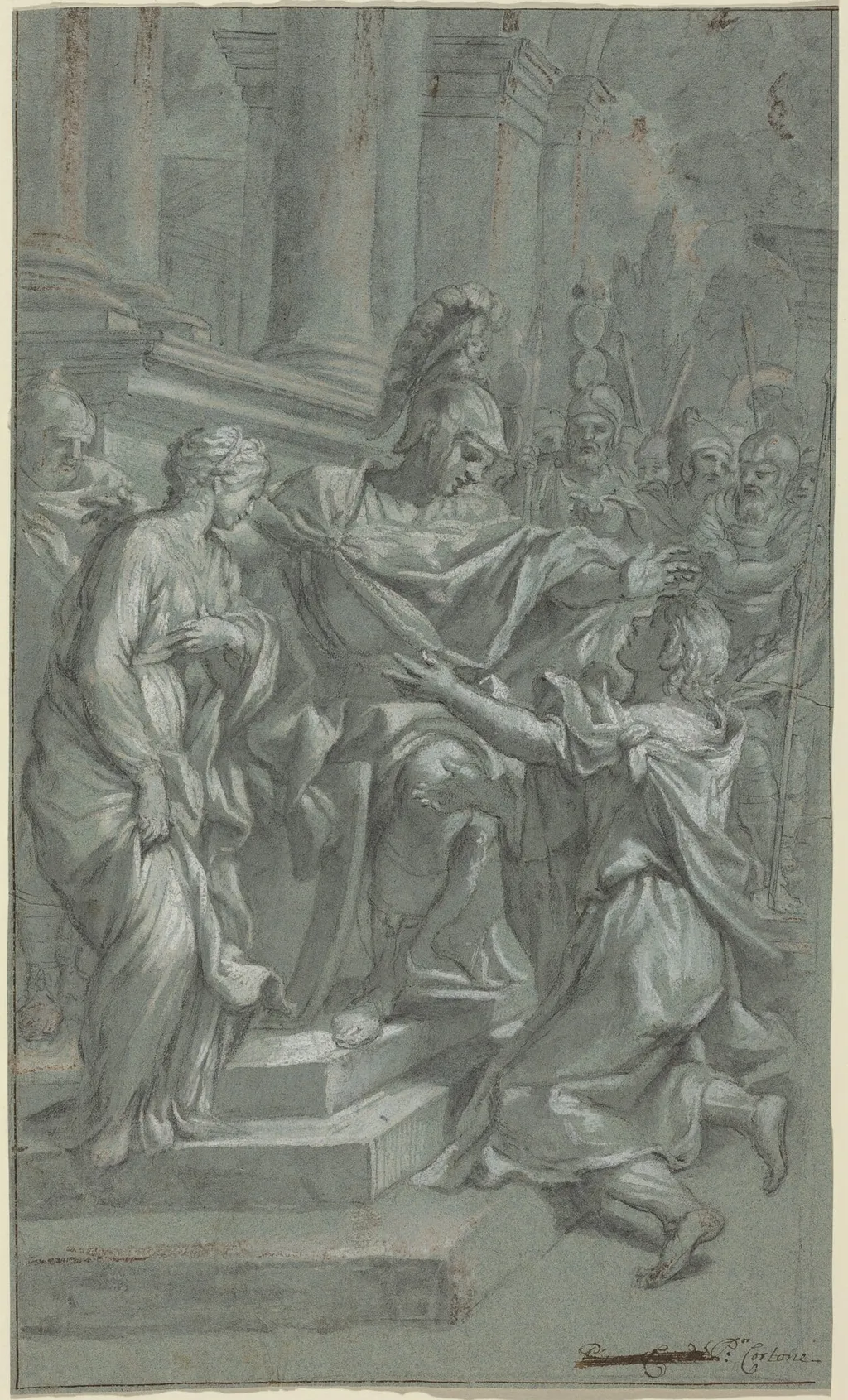 Scipio Restoring His Captive to Her Lover, by Italian 17th Century, chalk, 1601