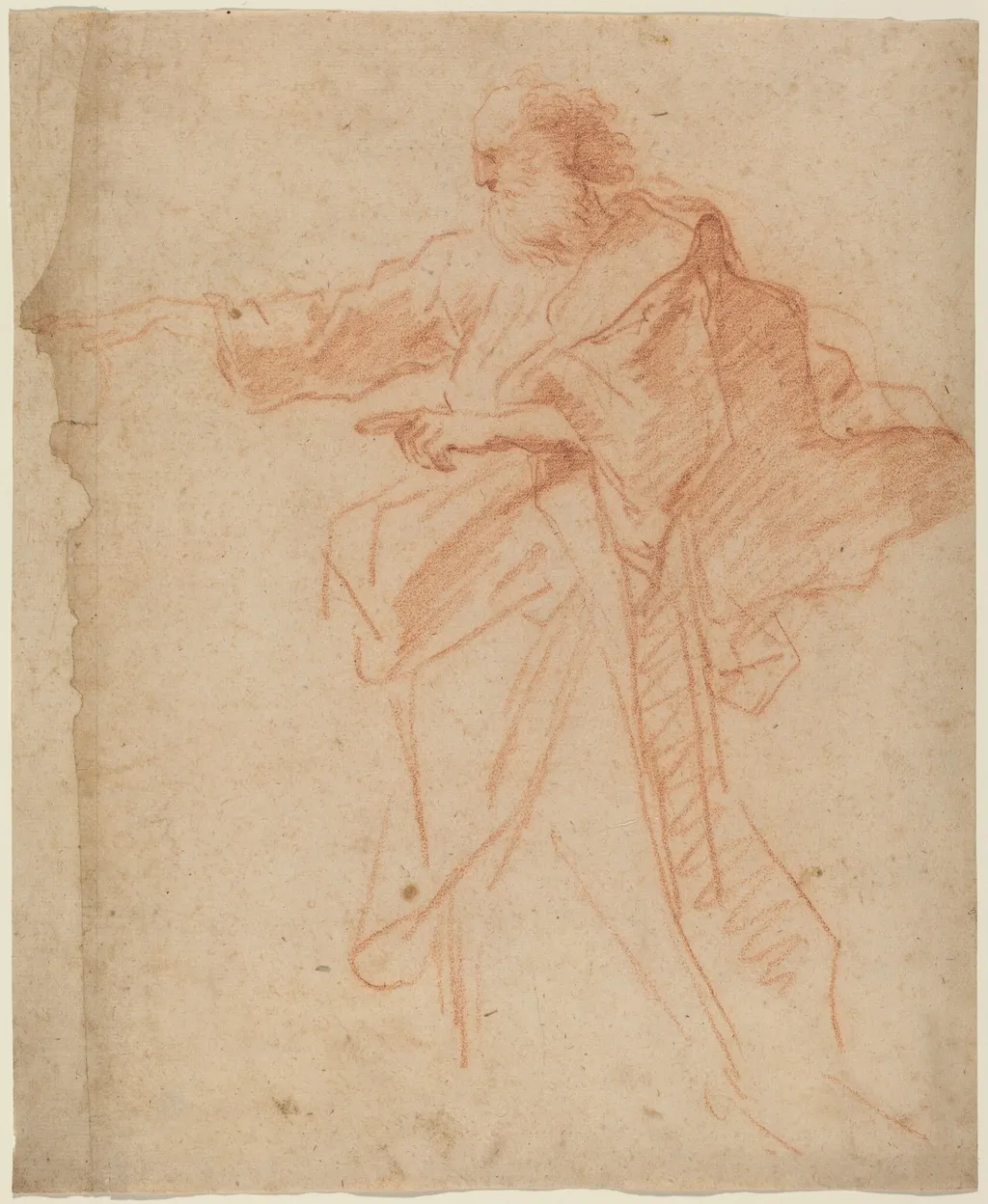 Standing Bearded Man Pointing Toward the Left, by Italian 17th Century, chalk, 1601