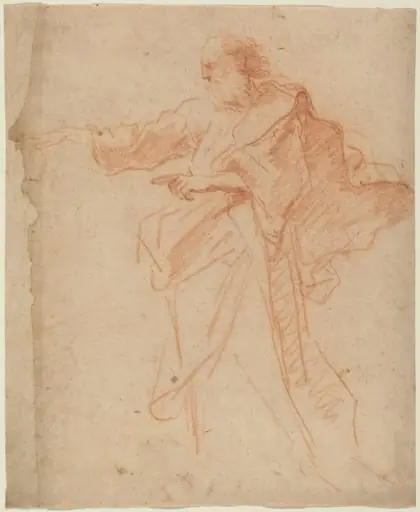 Standing Bearded Man Pointing Toward the Left, by Italian 17th Century