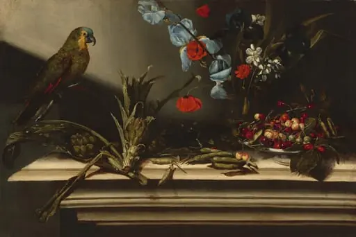 Still Life with Artichokes and a Parrot, by Italian 17th Century
