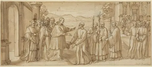 The Meeting of San Carlo Borromeo and San Filippo Neri, by Italian 17th Century