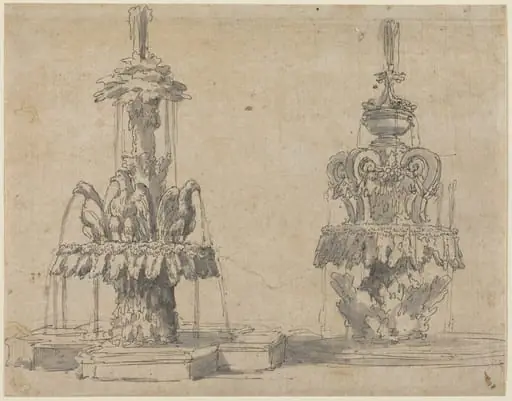 Two Fountains, by Italian 17th Century