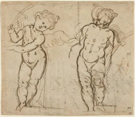 Two Standing Putti [recto], by Italian 17th Century