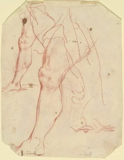 Two Studies of a Leg (verso), by Italian 17th Century
