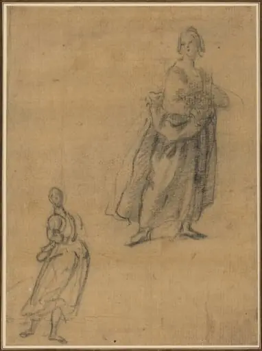 Two Studies of a Standing Woman, by Italian 17th Century