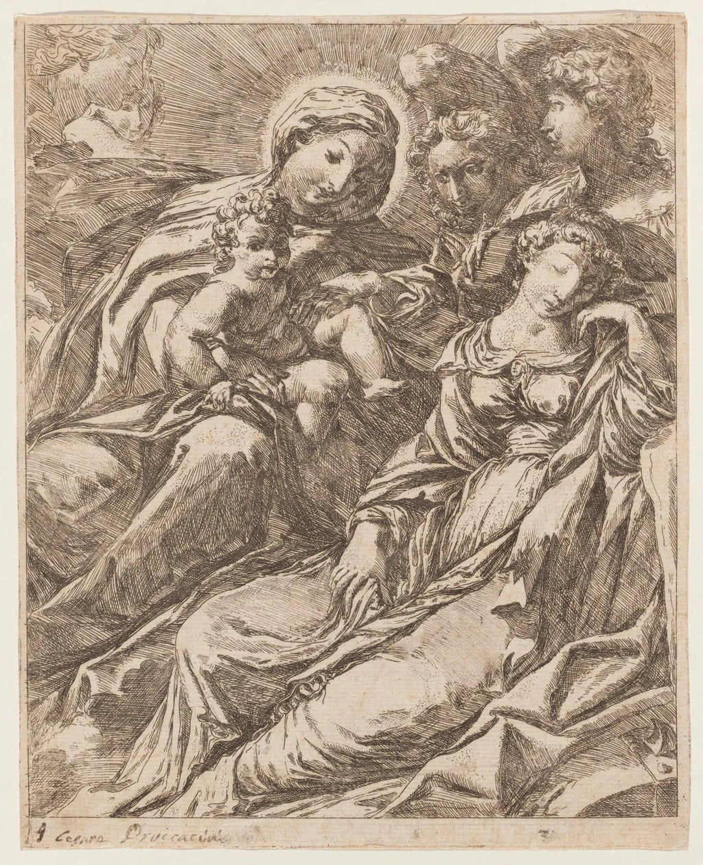 Vision of Saint Catherine of Alexandria, by Italian 17th Century, ink