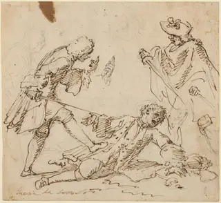 Three Men Fighting, by Italian 17th or 18th Century