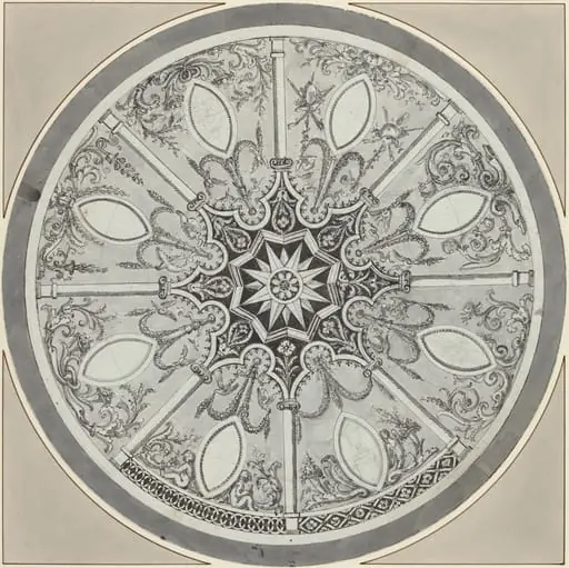 Design for an Inlaid Circular Table Top, with Alternatives, by Italian 18th Century