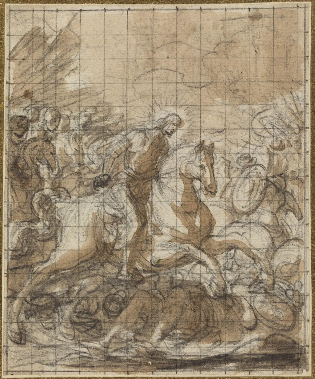 Saint James Defeating the Infidels, by Italian 18th Century, chalk, 1700