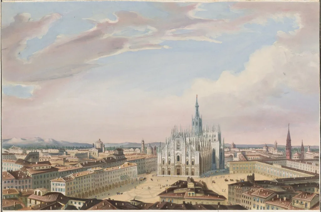 Milan Cathedral, by Italian 19th Century, gouache, 1834