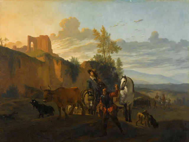Italian landscape with soldiers