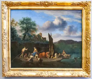 Italienische Landschaft mit Fähre