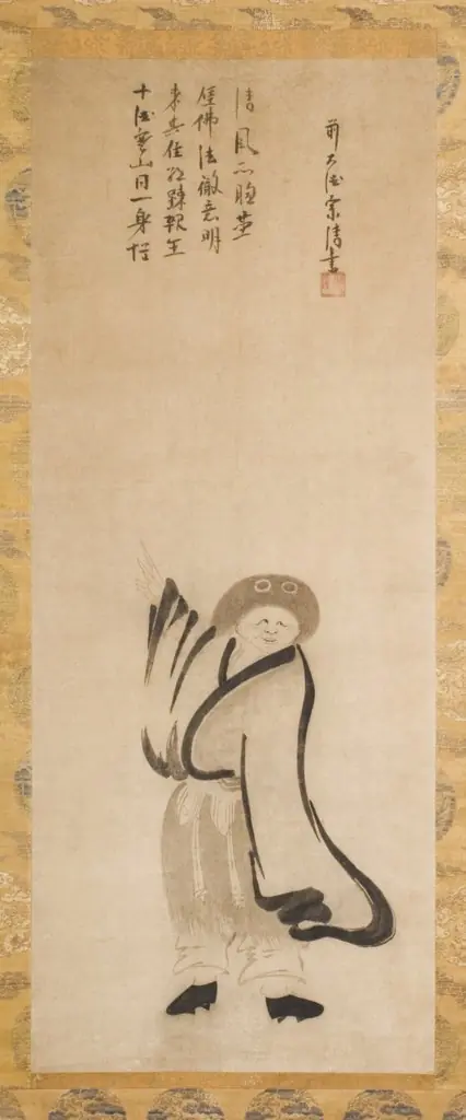 Pair of hanging scrolls (Kanzan and Jittoku), by Iten Sōsei