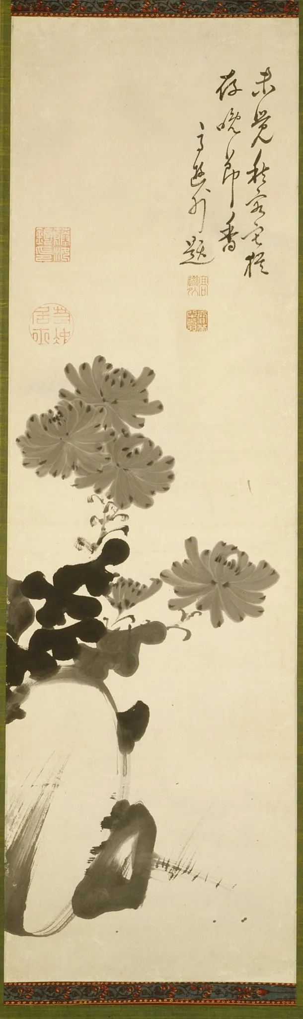Chrysanthemums and Rock, by Itō Jakuchū, unspecified, 1750