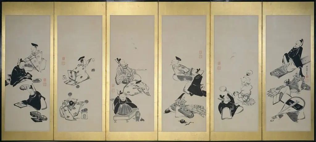 The Thirty-Six Immortal Poets (1 of a pair), by Itō Jakuchū