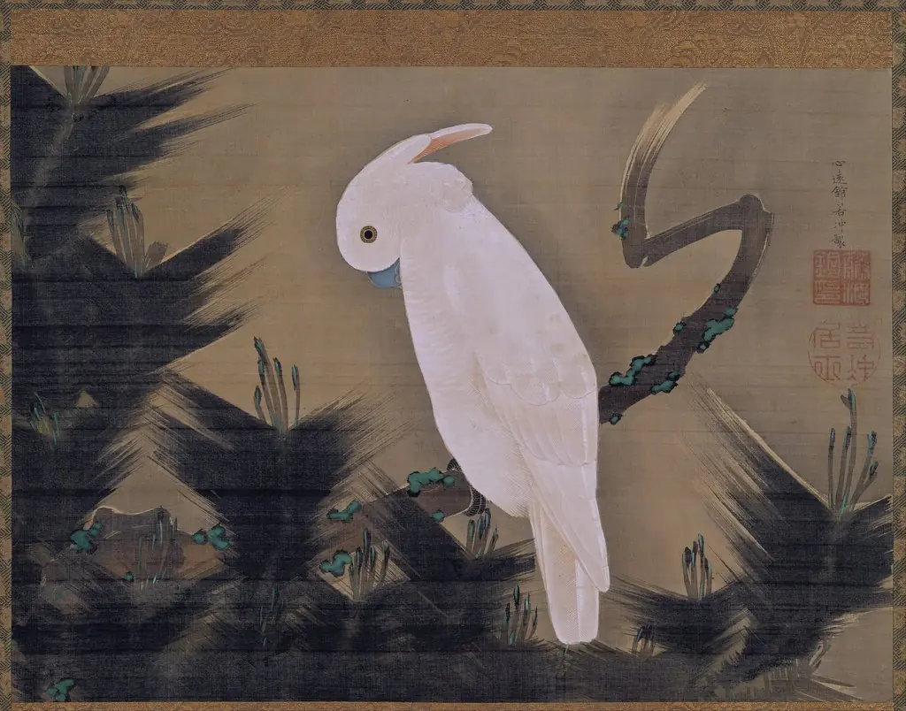 White Cockatoo on a Pine Branch, by Itō Jakuchū