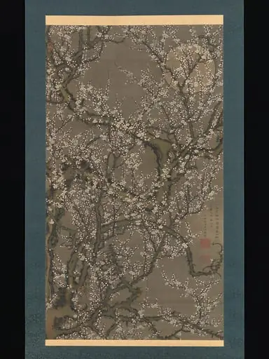 伊藤若冲筆 月下白梅図|White Plum Blossoms and Moon, by Itō Jakuchū
