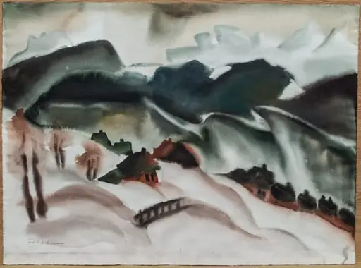Sat pe malul lacului iarna, by Iulia Hălăucescu