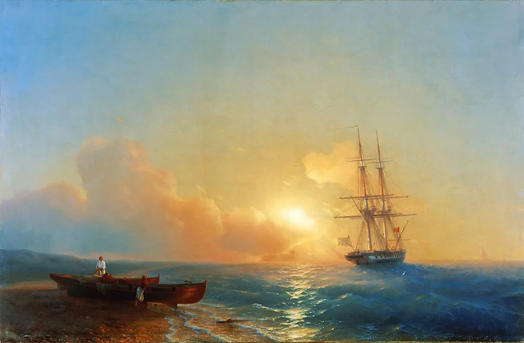 Fishermen on the Beach, by Ivan Aivazovsky, oil, 1852