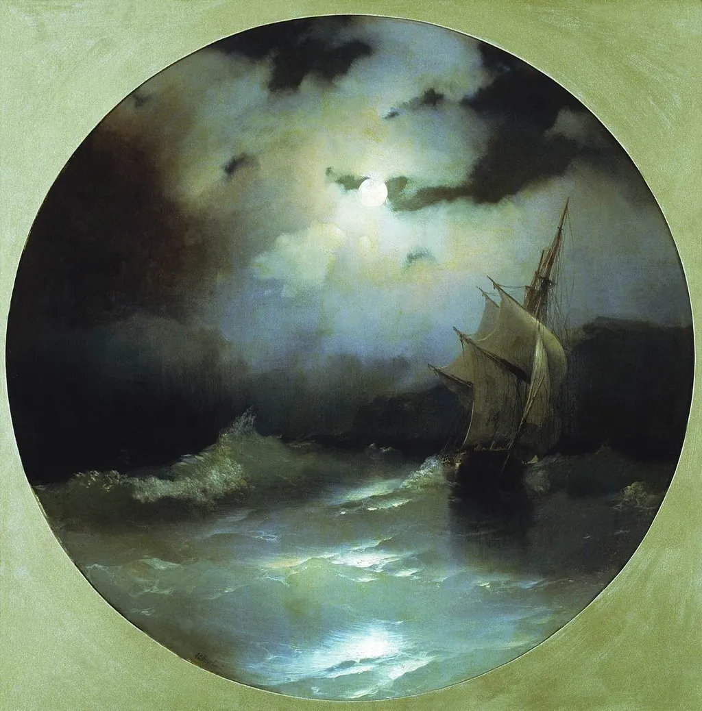 Sea on a Moonlit Night, by Ivan Aivazovsky, oil, 1858