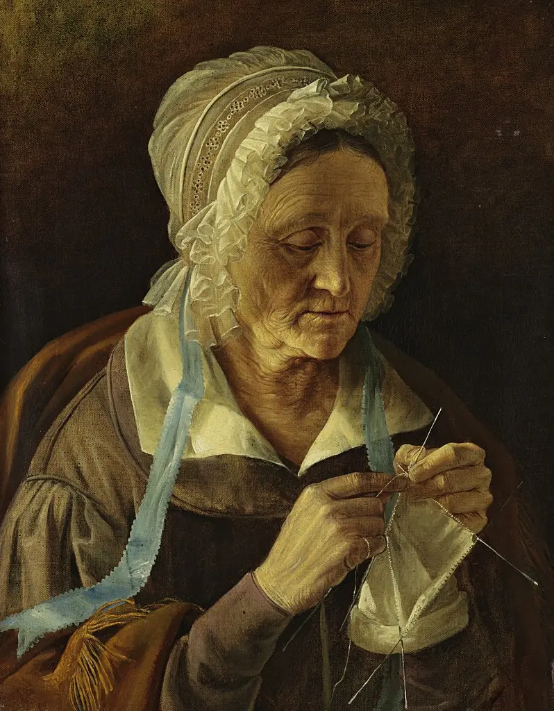Old Woman Knitting a Sock, by Ivan Khrutsky