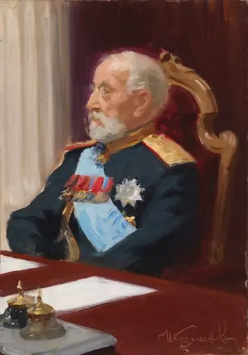 Kenraali Gonjetskin, muotokuvaharjoitelma Repinin teokseen Valtioneuvoston satavuotisjuhlaistunto toukokuun 7. päivänä vuonna 1901 (1903), by Ivan Semenovitš Kulikov