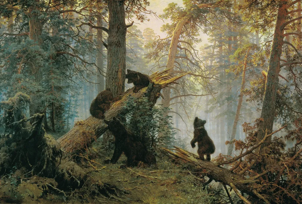 Morning in a Pine Forest, by Ivan Shishkin, oil, 1895