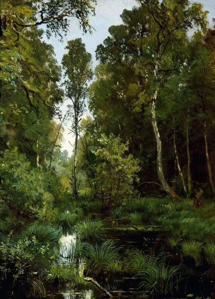 Overgrown Pond at the Edge of the Forest. Siverskaya, by Ivan Shishkin, oil, 1892