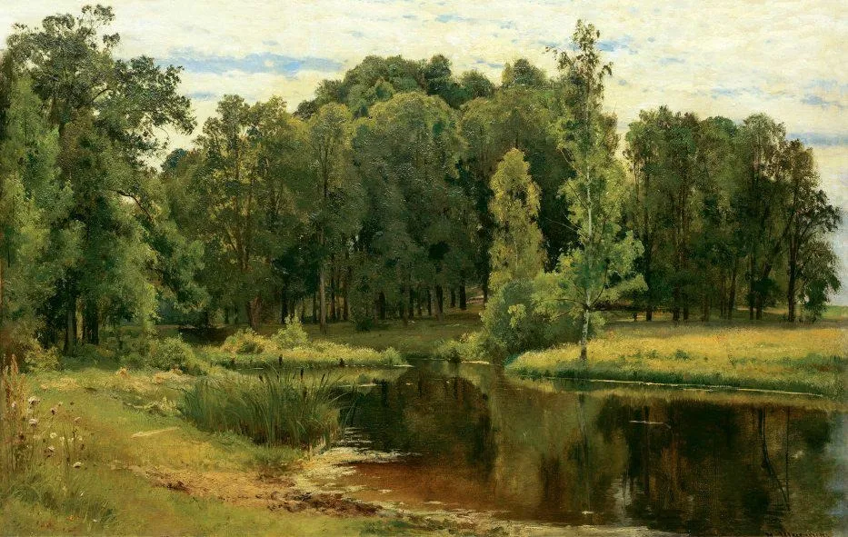 Pond in the old park, by Ivan Shishkin, oil