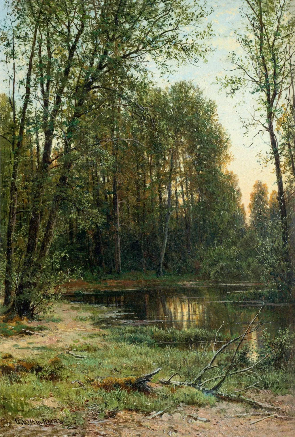 River backwater in the forest, by Ivan Shishkin, oil, 1895