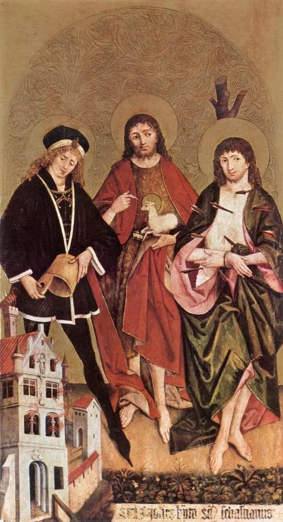 Saint Florian, Saint John the Baptist and Saint Sebastian, by Ivo Strigel, 1470