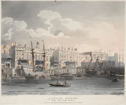 Customs House, from the Thames River, by J. Bluck