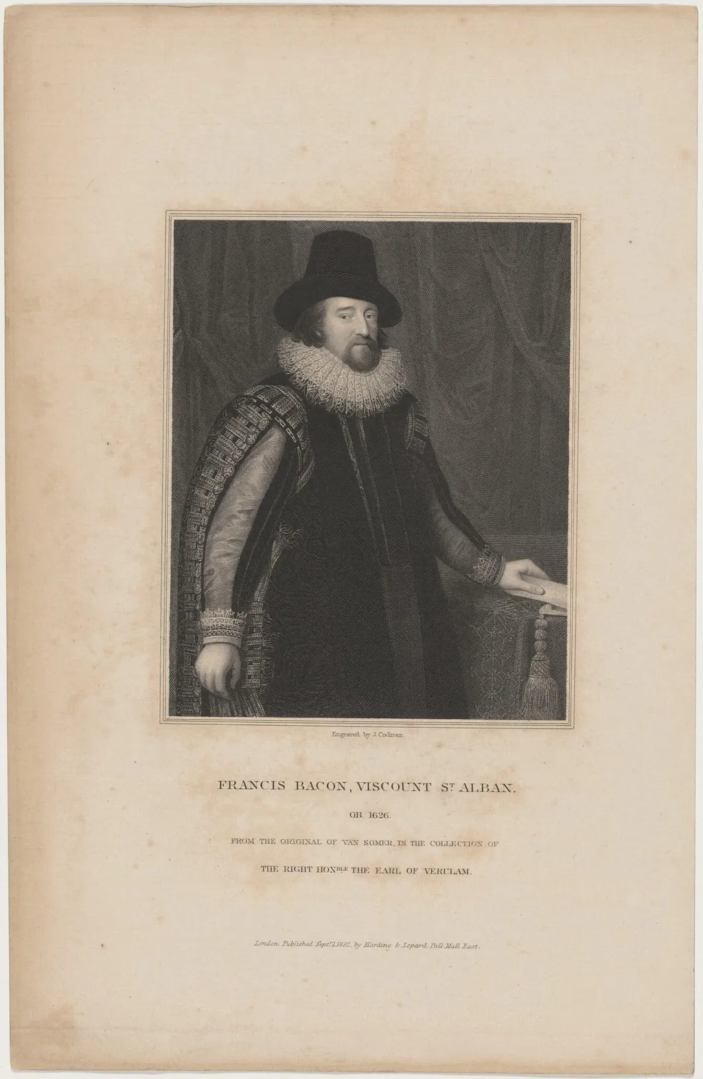 Francis Bacon, by J. Cochran, ink, 1832