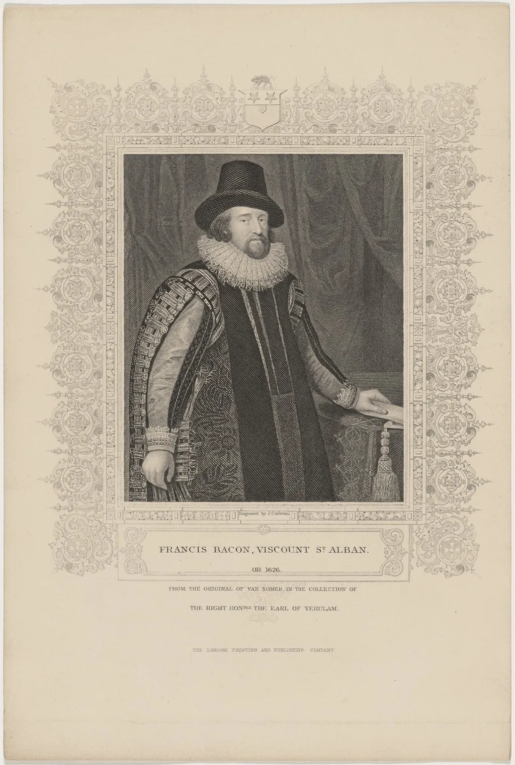 Francis Bacon, by J. Cochran, ink, 1840