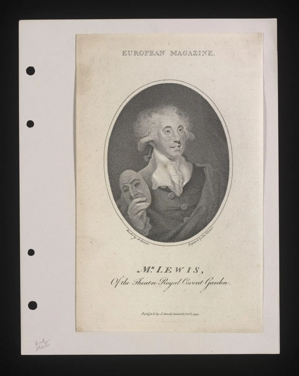 Mr. Lewis of the Theatre Royal Covent Garden, by J Corner, 1790