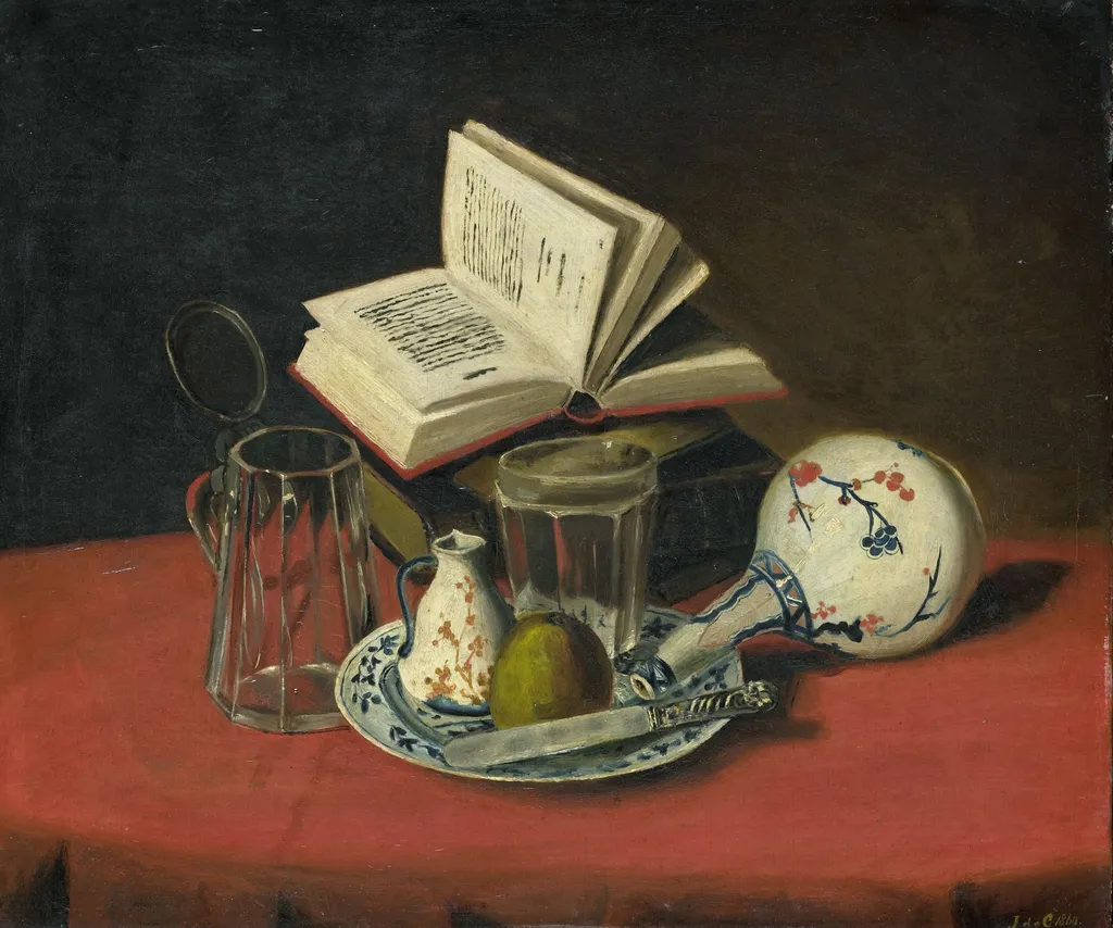 Still Life, by J. de Clercq, oil, 1860