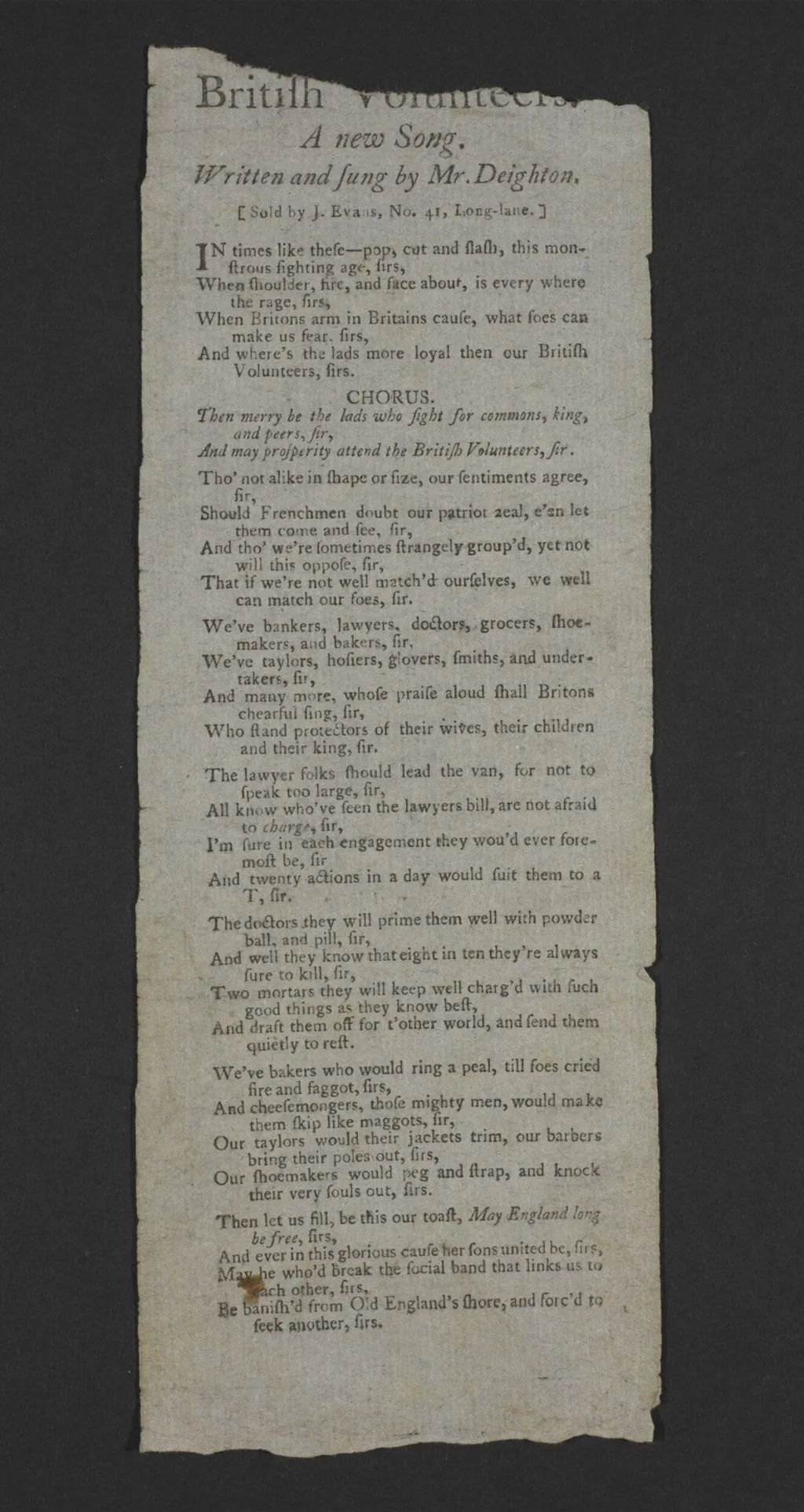 British Volunteers, by J. Evans, 1750
