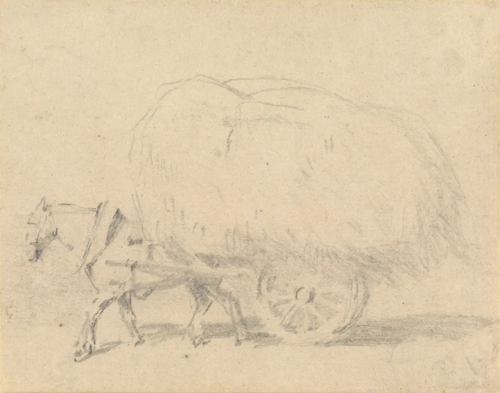 A Horse Pulling a Load of Hay, by J. Frederick Tayler, graphite, 1846