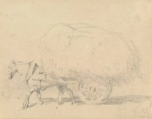 A Horse Pulling a Load of Hay