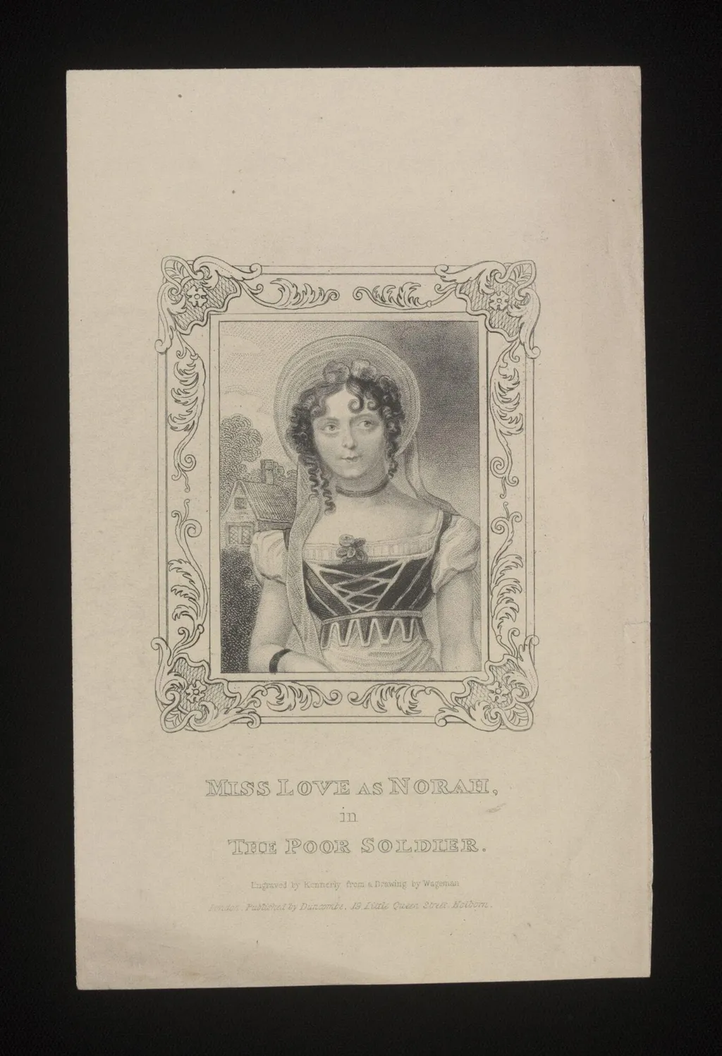 Miss Love as Norah in The Poor Soldier, by J. Kennerley, 1850
