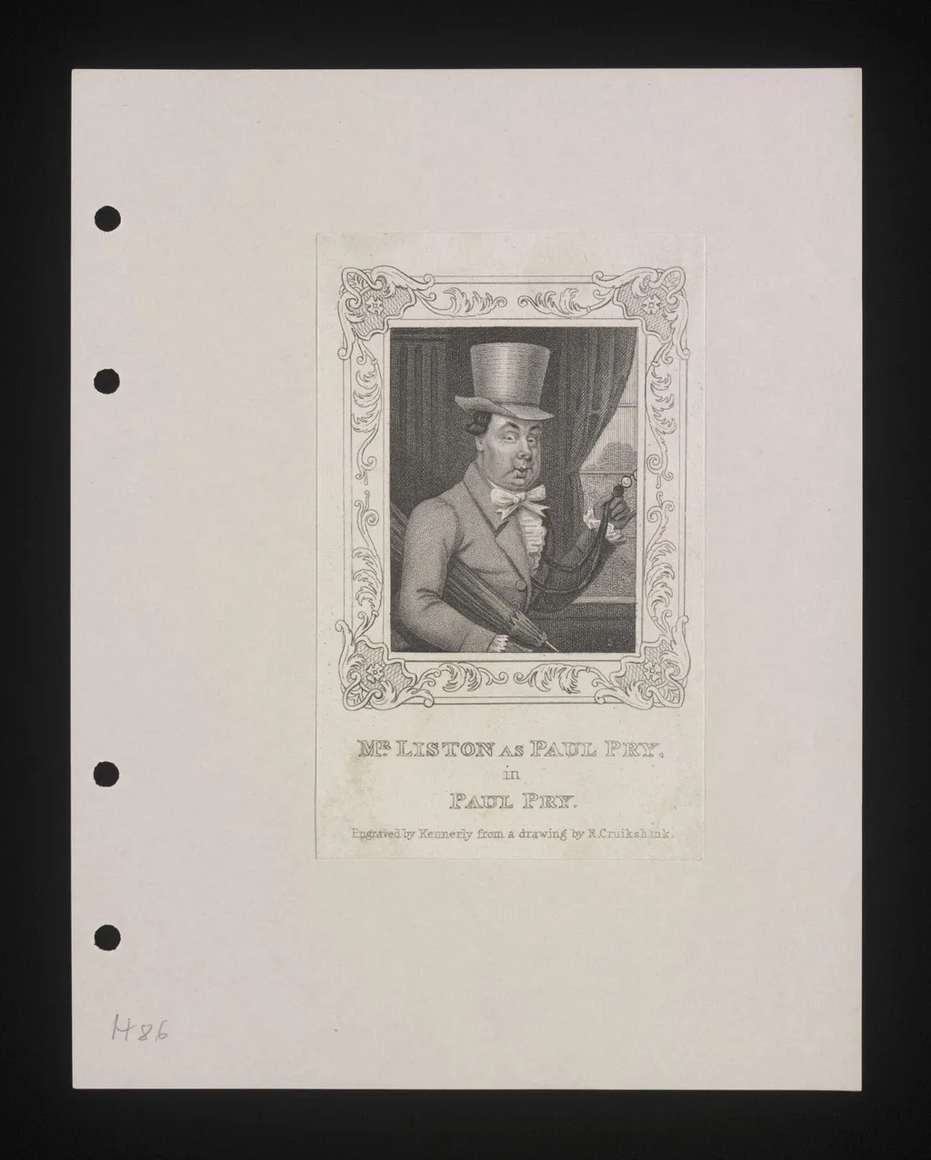 Mr Liston as Paul Pry in Paul Pry, by J. Kennerly, 1850