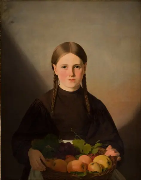 A Girl with a Basket of Fruits, by Jørgen Roed