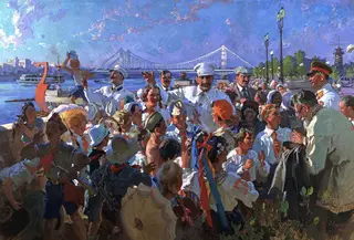 J. Stalin and members of the Politburo of the Central Committee of the Communist Party of the USSR among children in Gorky Park