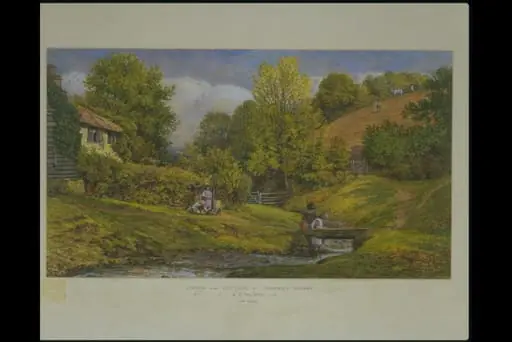 Stream and Cottage at Thursley, Surrey, by J. T. Wilson