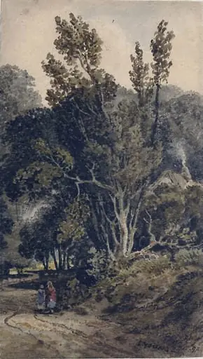 A road through a wood, with figures, by J.T. Young