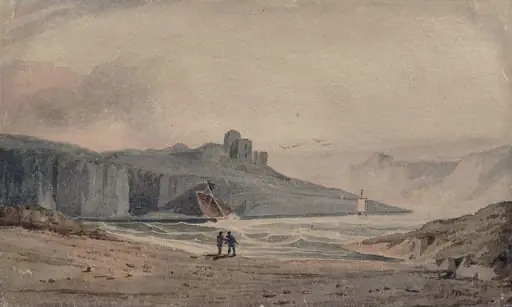 Castle on a Rocky Road above a Bay, by J.T. Young
